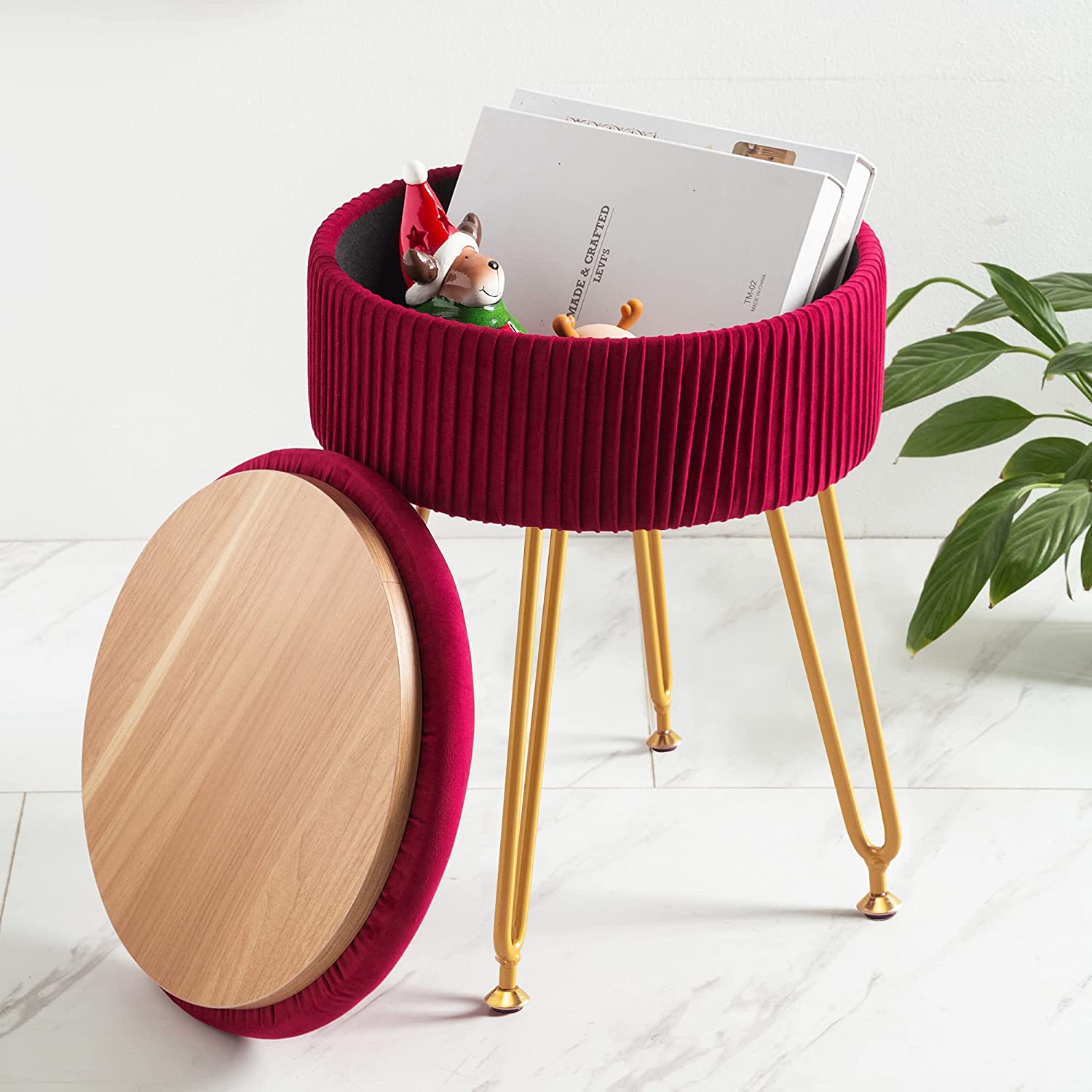 Ottomans : Velvet Storage Ottoman Foot Rest
