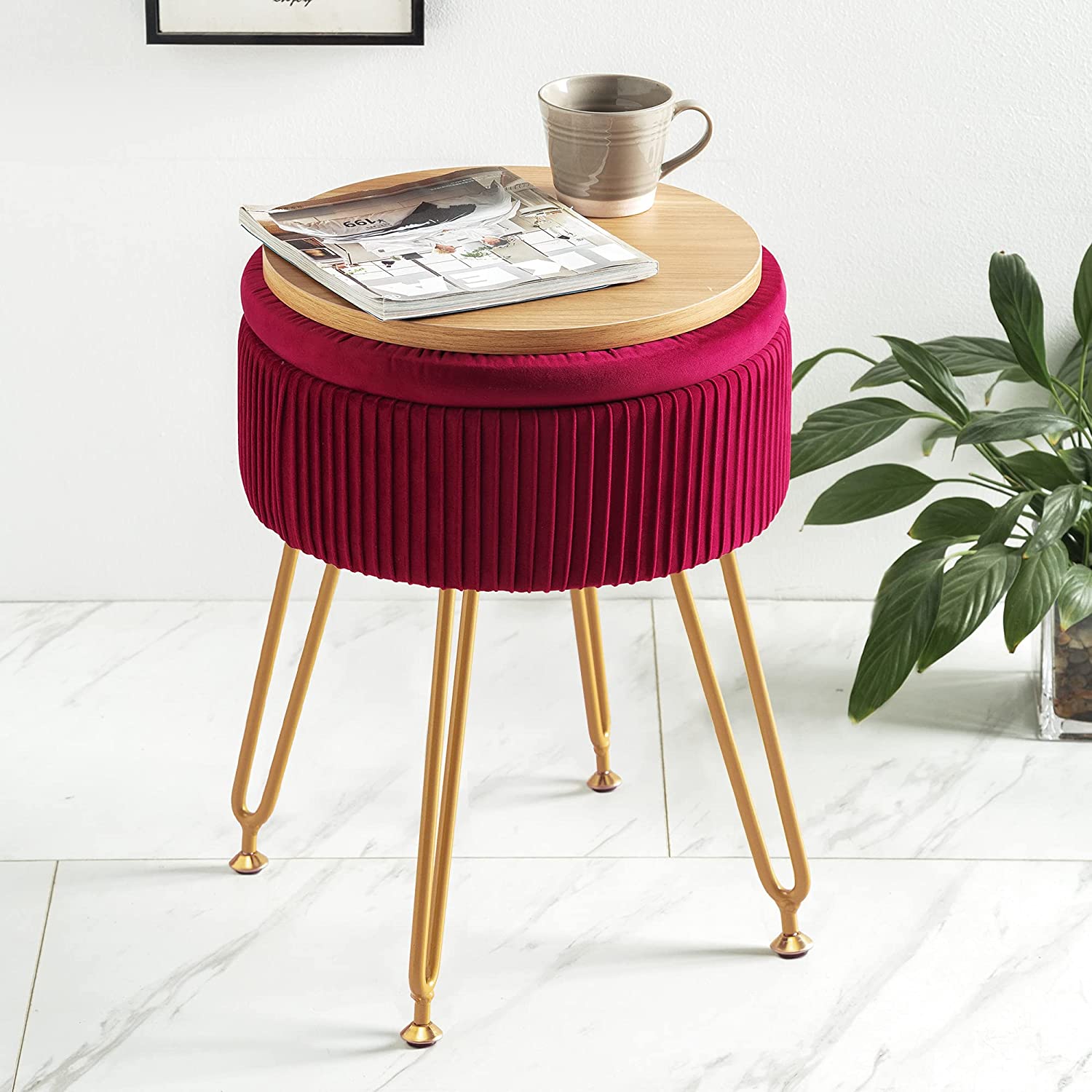 Ottomans : Velvet Storage Ottoman Foot Rest