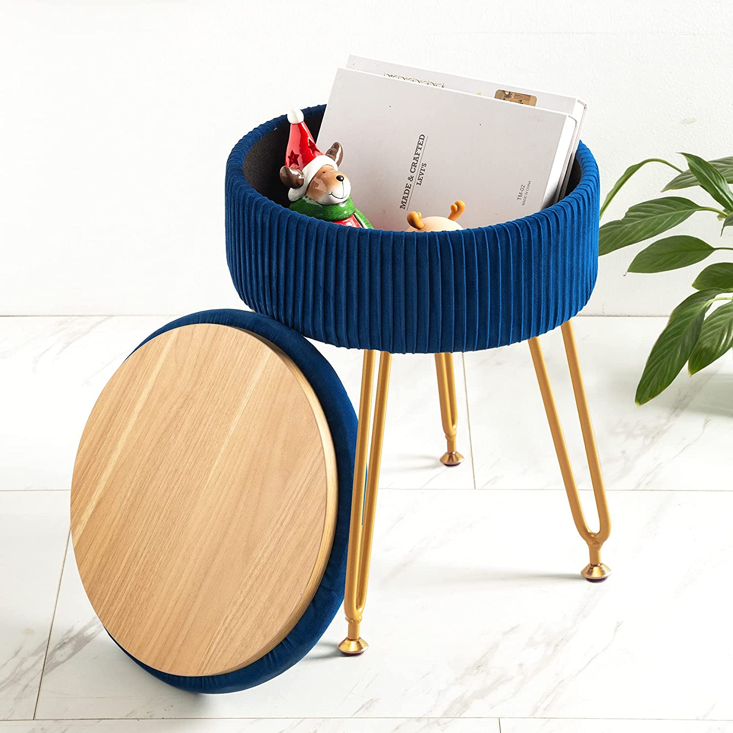 Ottomans : Velvet Storage Ottoman Foot Rest