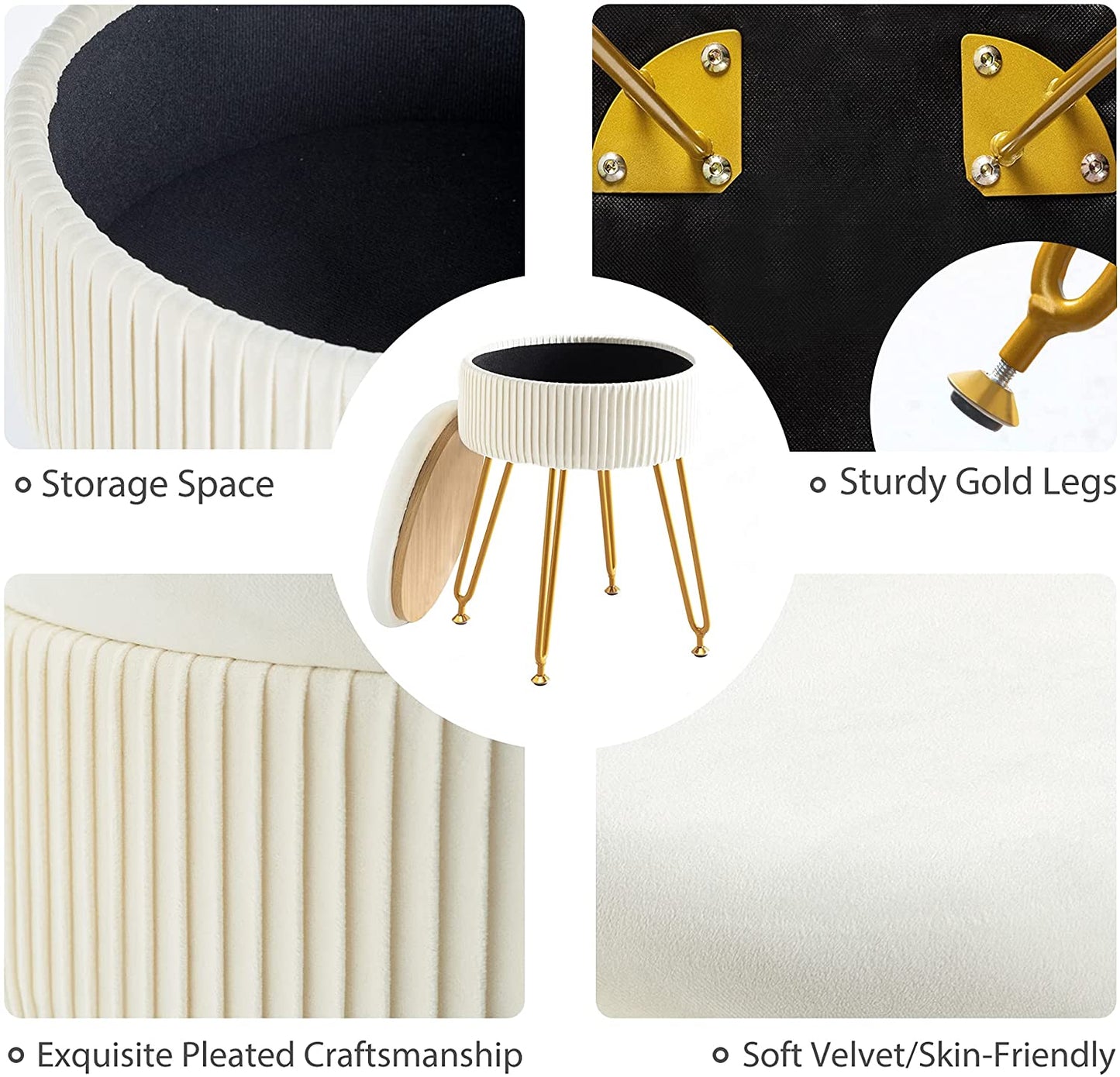 Ottomans : Velvet Storage Ottoman Foot Rest