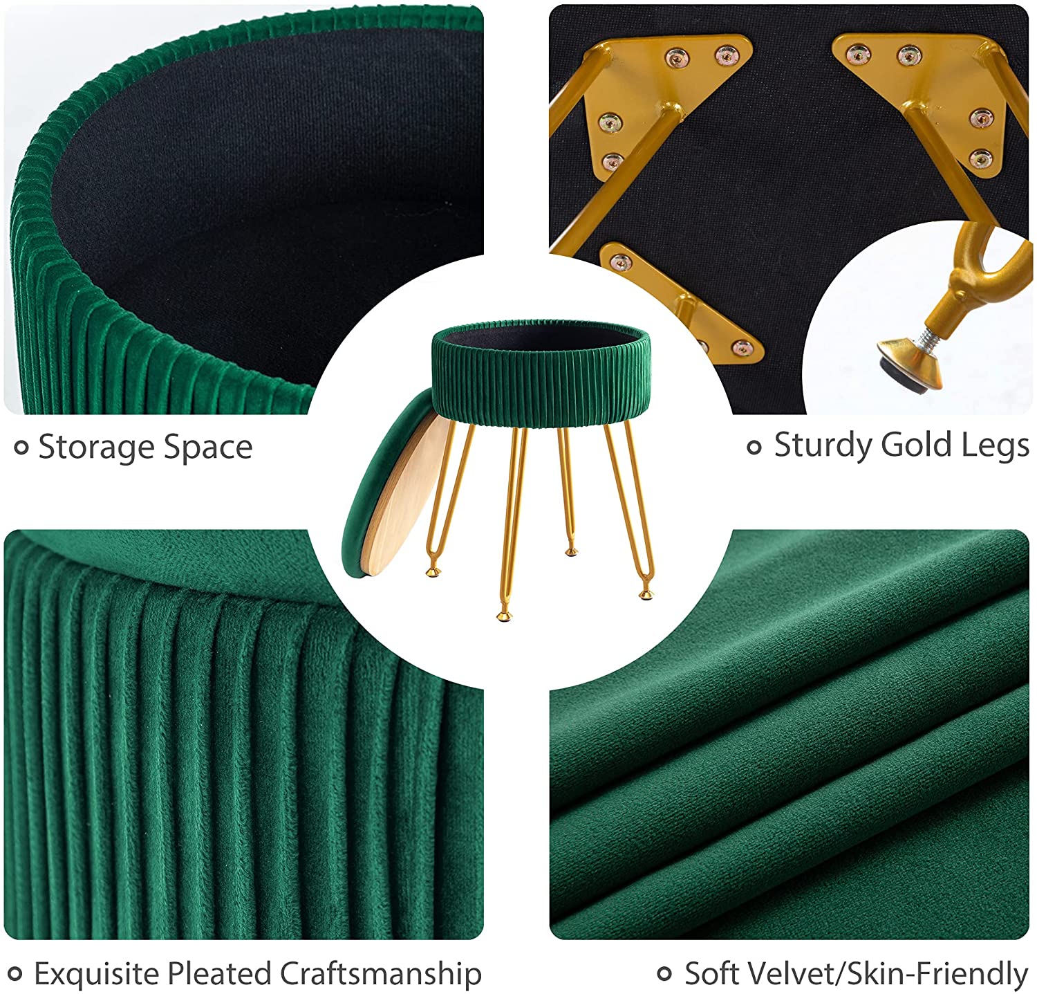 Ottomans : Velvet Storage Ottoman Foot Rest