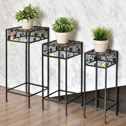 Plant Stand: 3 Pieces Square Decor Metal Plant Stand