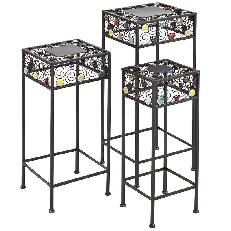 Plant Stand: 3 Pieces Square Decor Metal Plant Stand