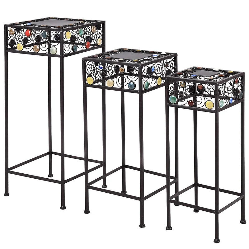 Plant Stand: 3 Pieces Square Decor Metal Plant Stand