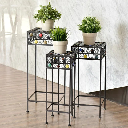 indoor metal plant stand Plant Stand: 3 Pieces Square Decor Metal Plant Stand – Studio GKW