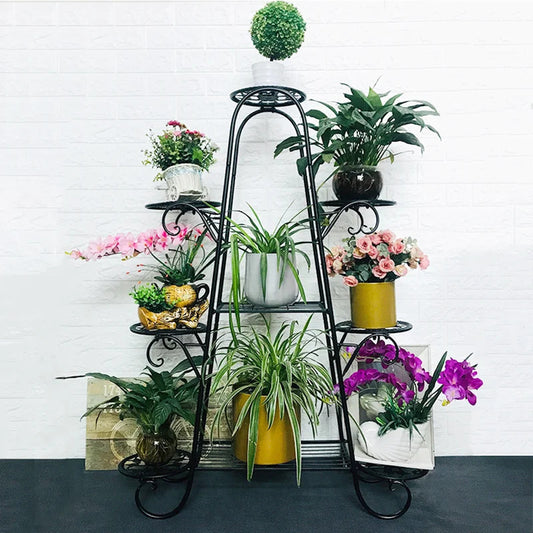 Plant Stand: Black Metal Multi-Tiered Plant Stand