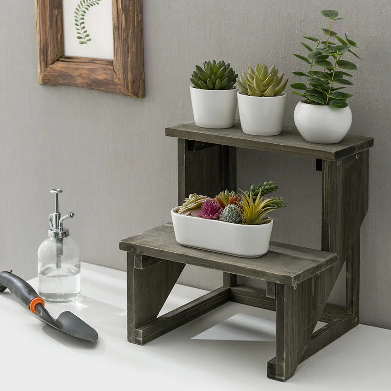 Plant Stand: Solid Wood 2 shelves Plant Stand