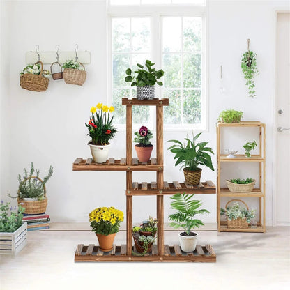 Plant Stand: Wooden Multi-Tiered Plant Stand