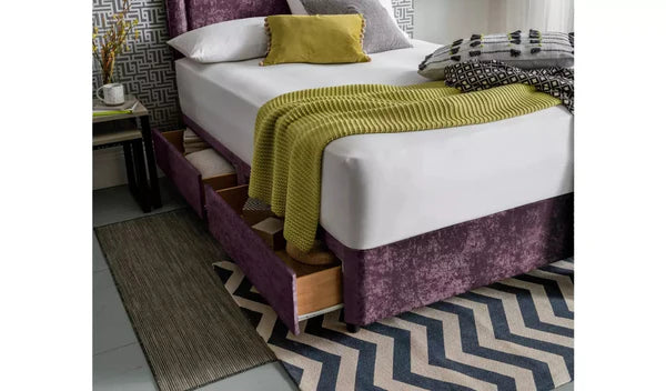 Double Bed: 2 Drawer Double Divan Bed With Storage Drawers