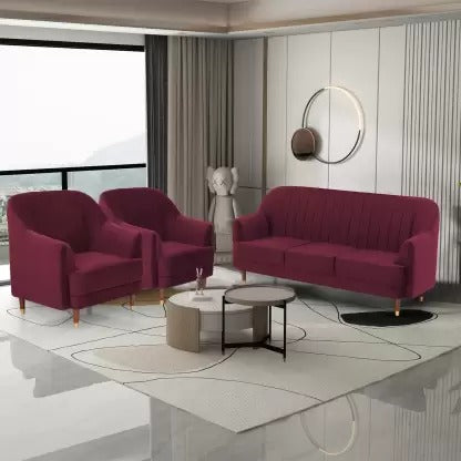 5 Seater Sofa Set: Polyester Fabric 3 + 1 + 1 Sofa Set