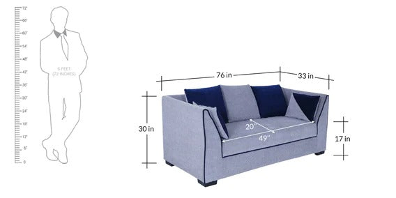 3 Seater Sofa Set:- Polyurethane Cushioned Fabric Sofa Set (Grey)