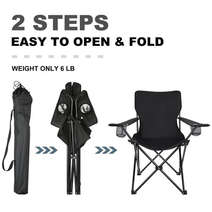 Portable Chair: Compact Lawn Chair With Double Cup Holders Carrying Bag