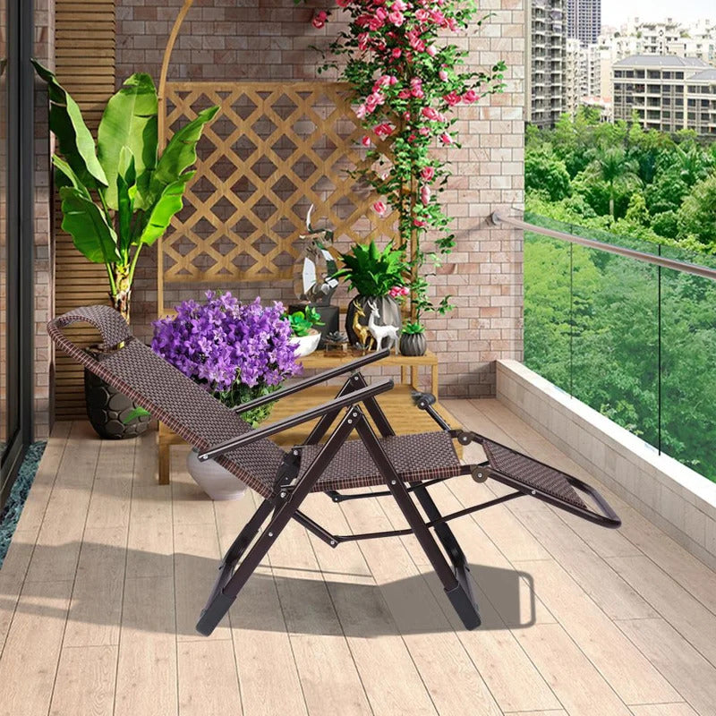 Portable Chair: Folding Recliner Chair, Adjustable Lounge Chair
