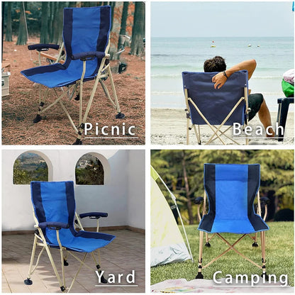 Portable Chair: Portable Folding Chairs High Back Support Camping Chair Lawn Chairs