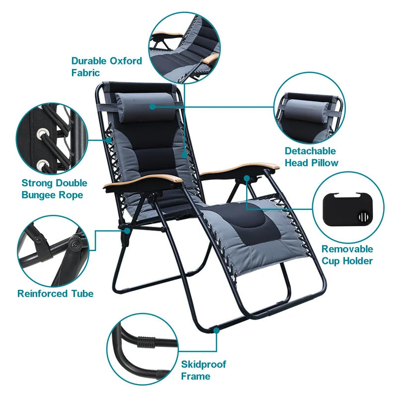Portable Chair: Portable Reclining Zero Gravity Chair with Cushion