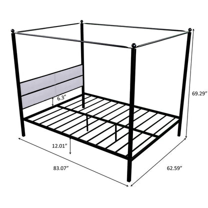 Poster Bed: Metal Queen Poster Bed