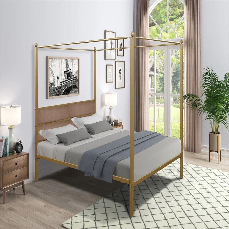 Poster Bed: Metal Queen Poster Bed