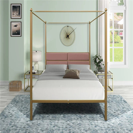 Poster Bed: Metal Queen Poster Bed