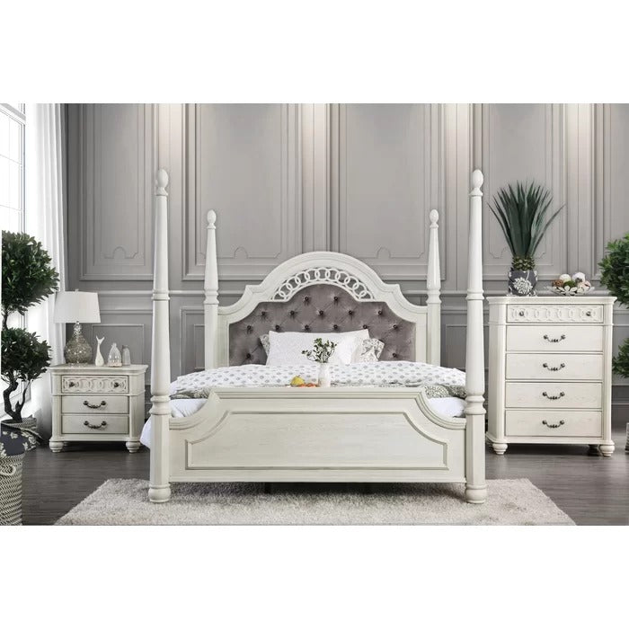 Poster Bed: Tufted Panel White Bed