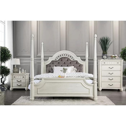 Poster Bed: Tufted Panel White Bed