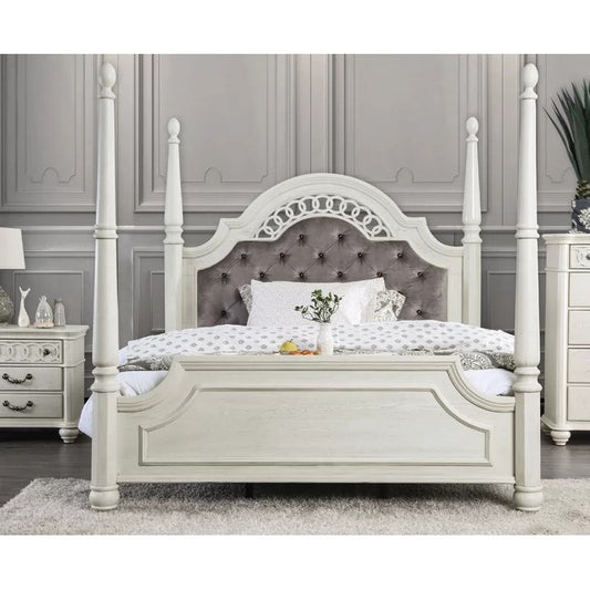 Poster Bed: Tufted Panel White Bed
