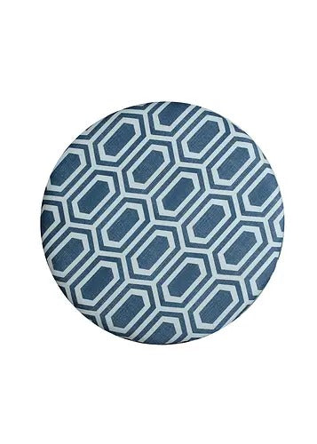 Pouffe: Cheveron Blue Pouffe With Digital Print