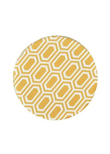 Pouffe: Cheveron Yellow Pouffe With Digital Print