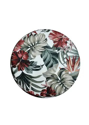 Pouffe: Flower Brown Pouffe With Digital Print