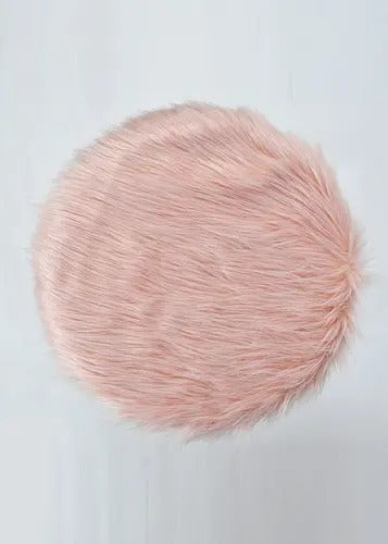 Pouffe: Fur Seating Pouffe In Pink Color