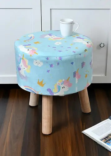 Pouffe: Kids Pouffe Blue With Digital Print