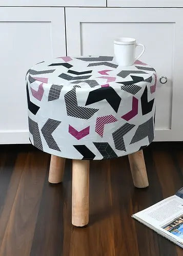 Pouffe: Printed Pouffe Blue With Digital Print