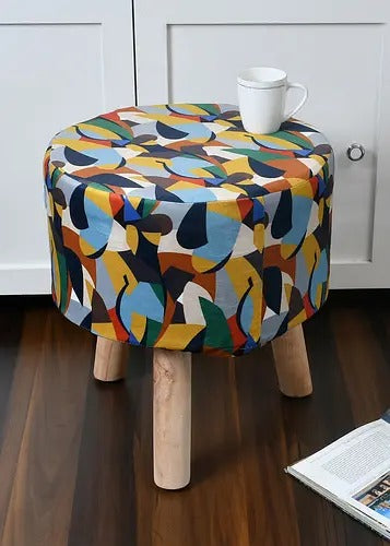 Pouffe: Printed Pouffe Green With Digital Print