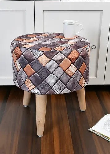 Pouffe: Wodden Seating Pouffe With Digital Print