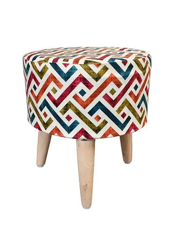 Pouffe: Zig Zag Multicolor Digital Print Pouffe