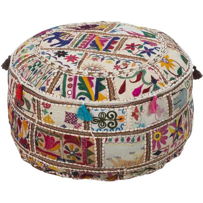 Poufs: 22'' Wide Round Floral Pouf Ottoman