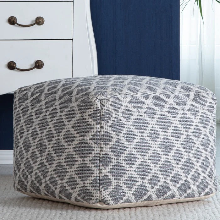 Poufs: 22'' Wide Tufted Square Geometric Pouf Ottoman
