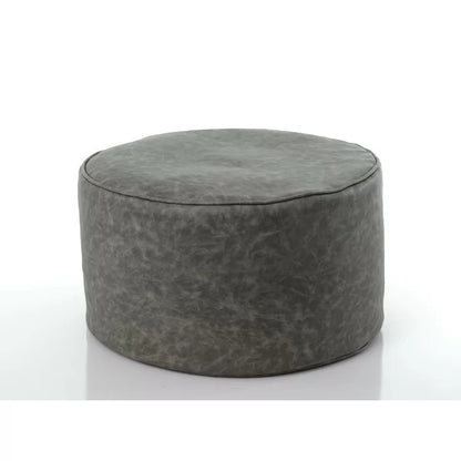 Poufs: 23'' Wide Faux Leatherette Round Pouf Ottoman