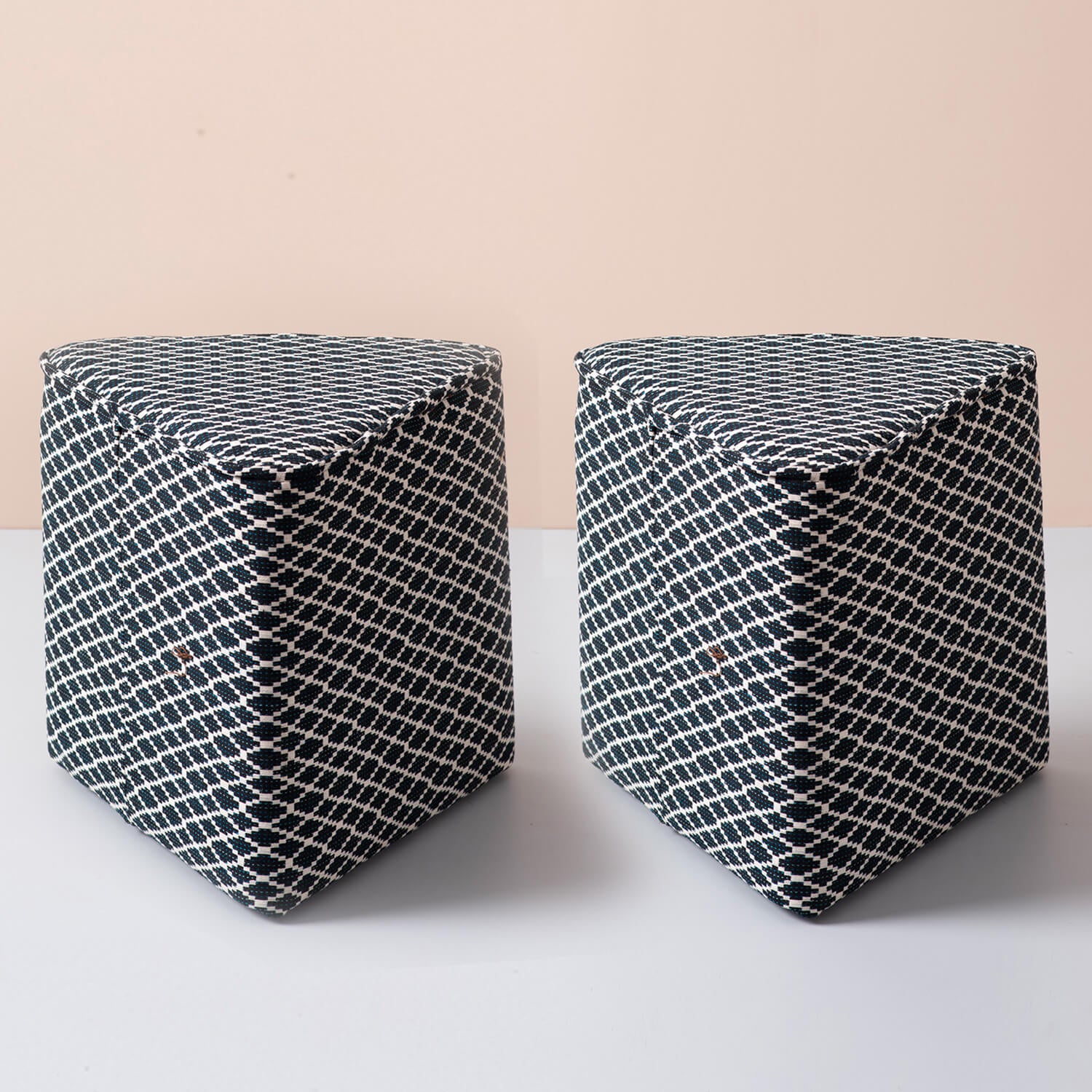 Poufs: Black & White Triangular Pouf Set of 2
