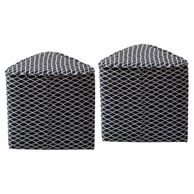 Poufs: Black & White Triangular Pouf Set of 2