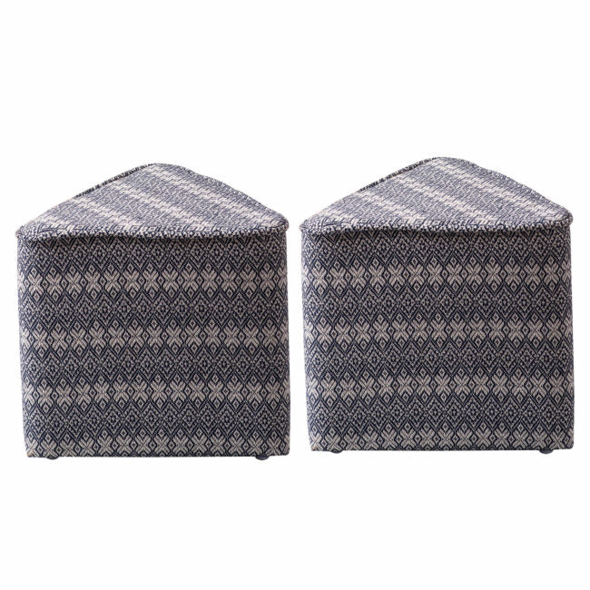 Poufs: Blue & White Triangular Pouf Set of 2