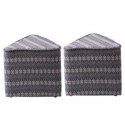 Poufs: Blue & White Triangular Pouf Set of 2