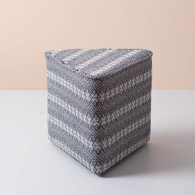 Poufs: Blue & White Triangular Pouf Set of 2