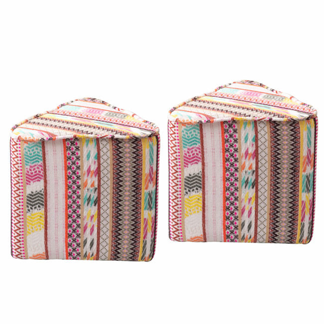 Poufs: Multicolor Triangular Pouf Set of 2