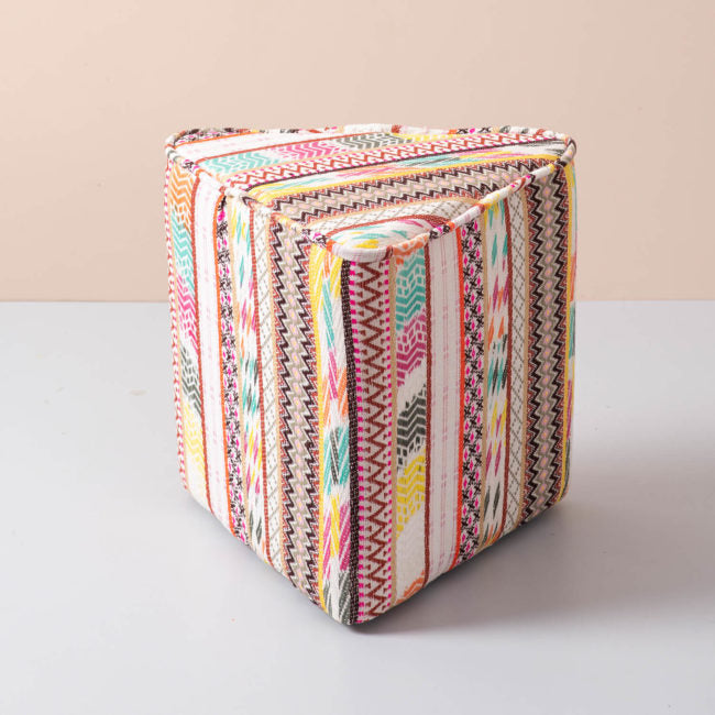 Poufs: Multicolor Triangular Pouf Set of 2