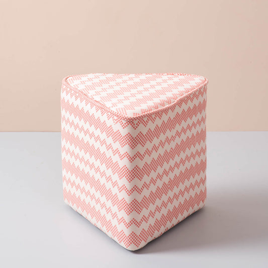 Poufs: Pink & White Triangular Pouf