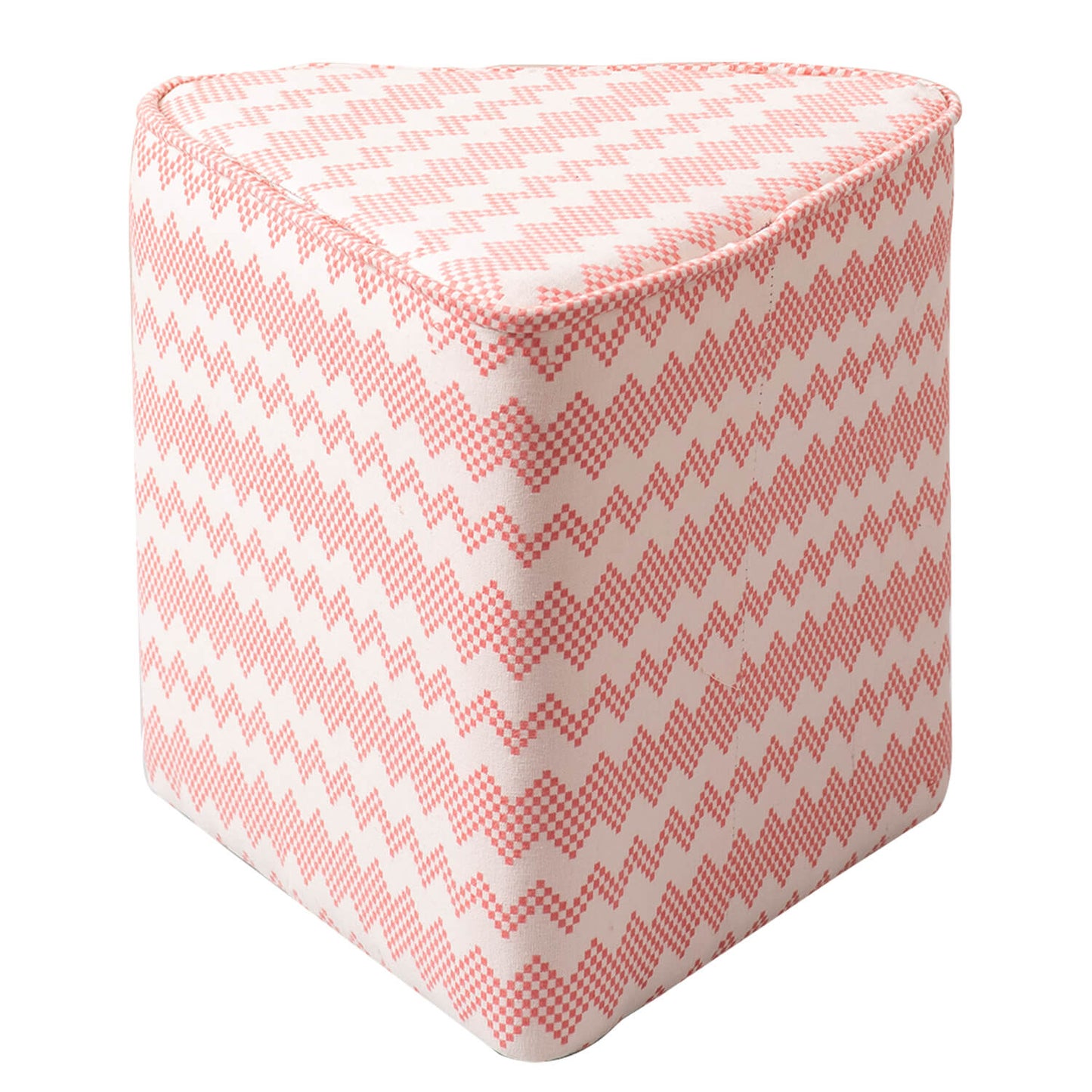 Poufs: Pink & White Triangular Pouf
