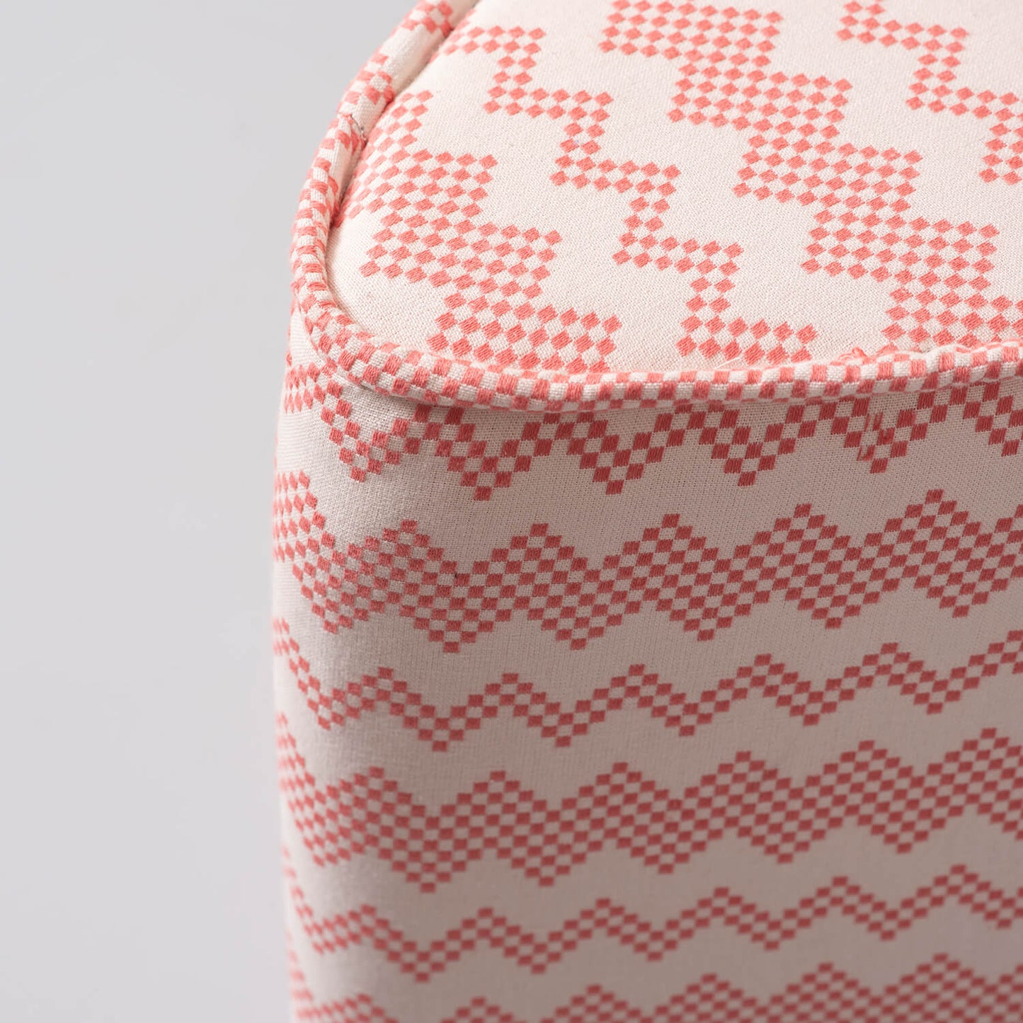 Poufs: Pink & White Triangular Pouf Set of 2