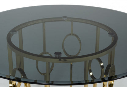 Premium Dining Table Bullock Smoked Glass & Champagne Gold Dining Table