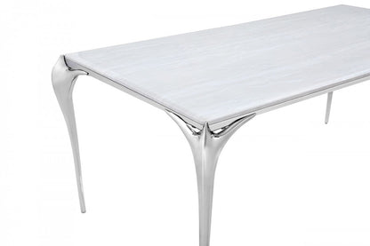 Premium Dining Table Constance Modern Faux Marble & Stainless Steel Dining Table