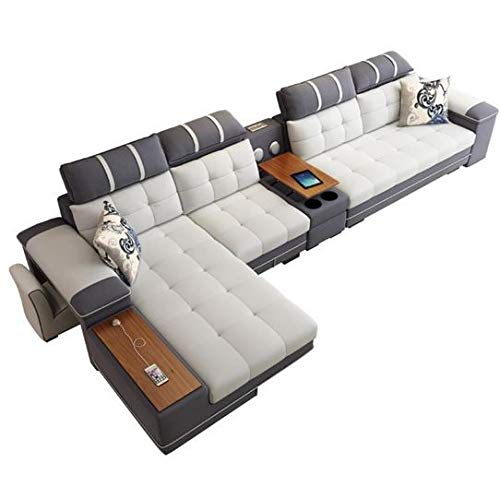 L Shape Sofa Set:-Sectional Leatherette Fabric Sofa Set 